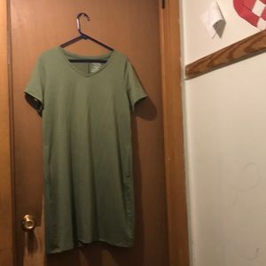 Dress dark olive green color